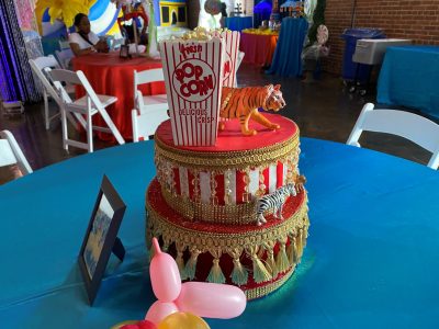 Cicrus popcorn cake centerpiece