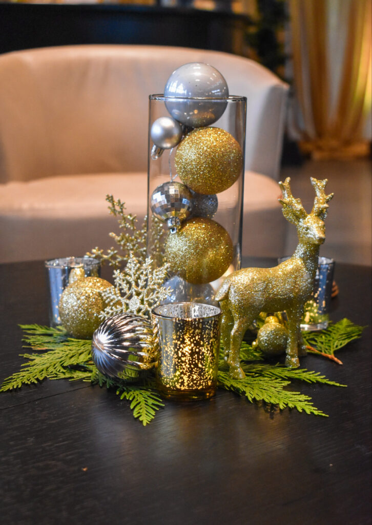 Silver and Gold Christmas Centerpiece
