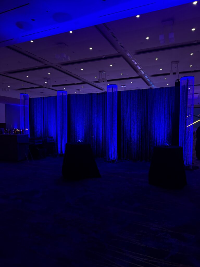 Drape with crystal curtains and crystal columns